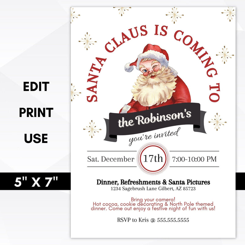 Santa Christmas party invitation editable
