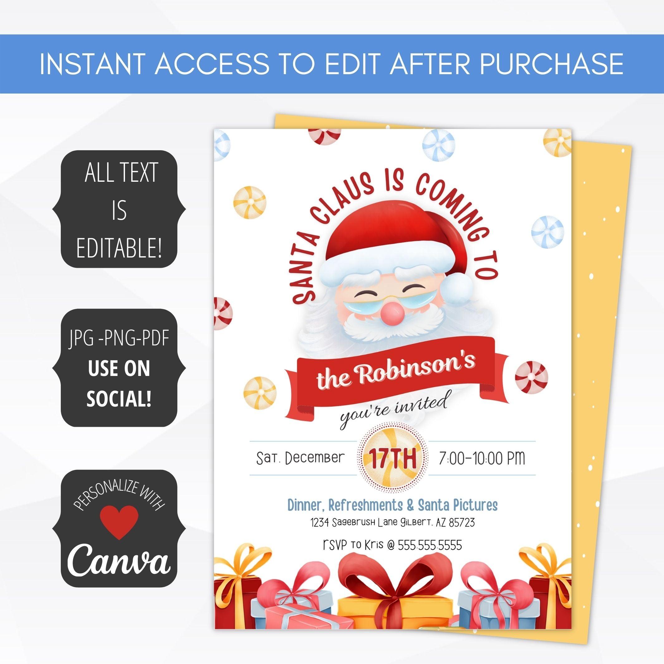 Santa office party invitation editable