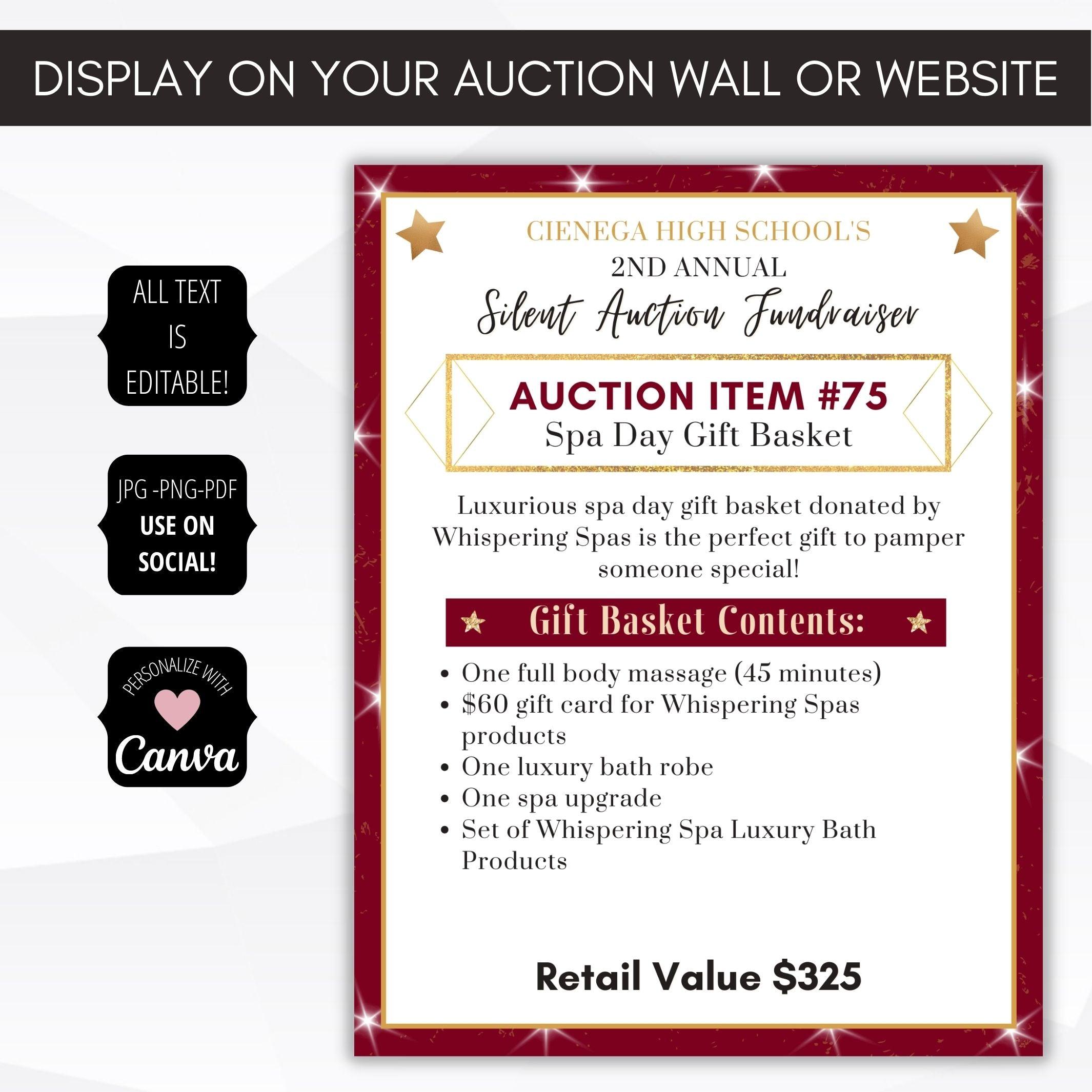 auction display signs template