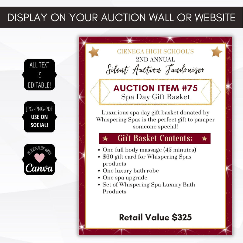 auction display signs template