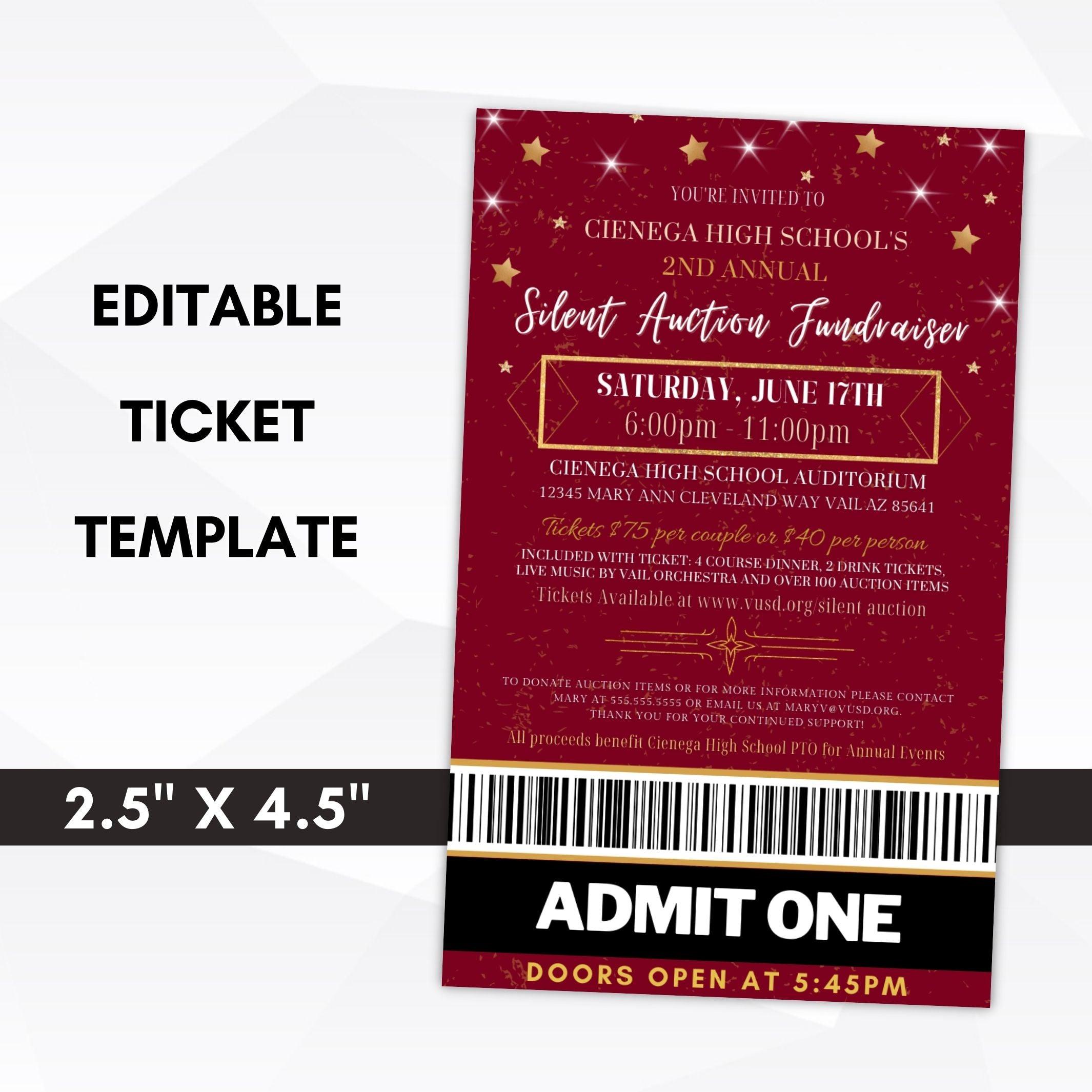 Silent auction fundraiser ticket template