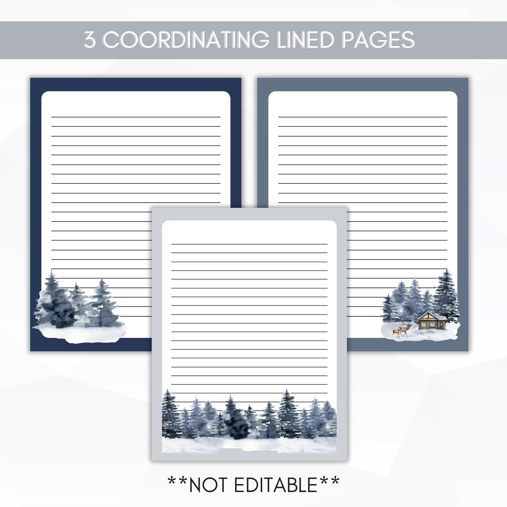 christmas lined stationery set