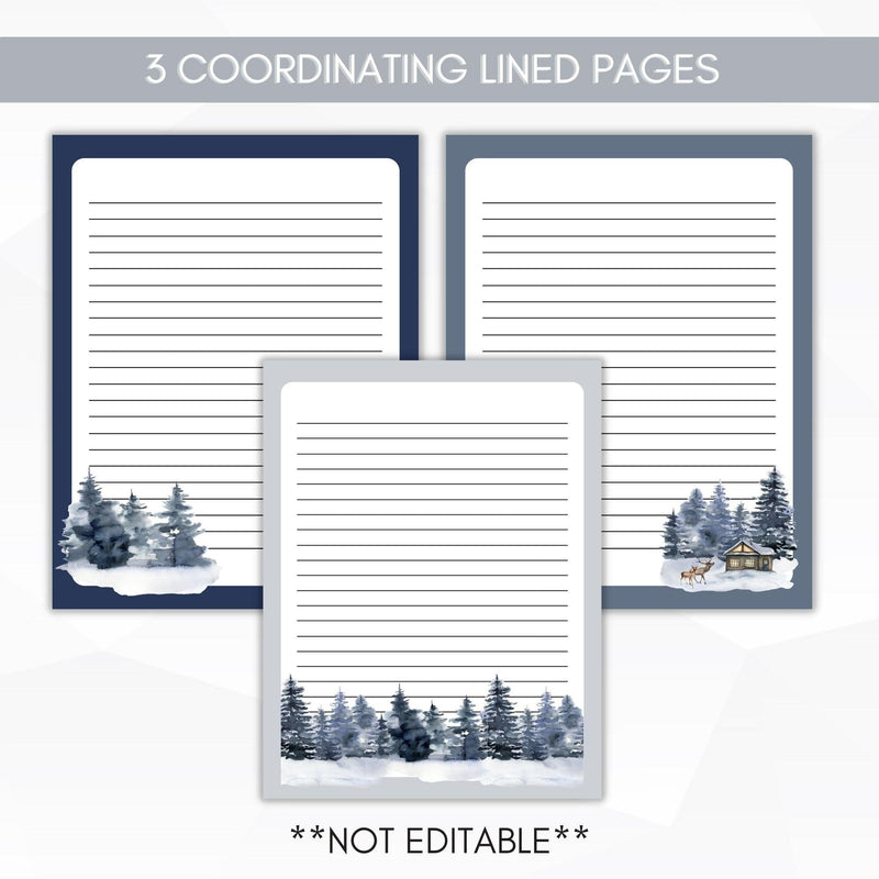 christmas lined stationery set