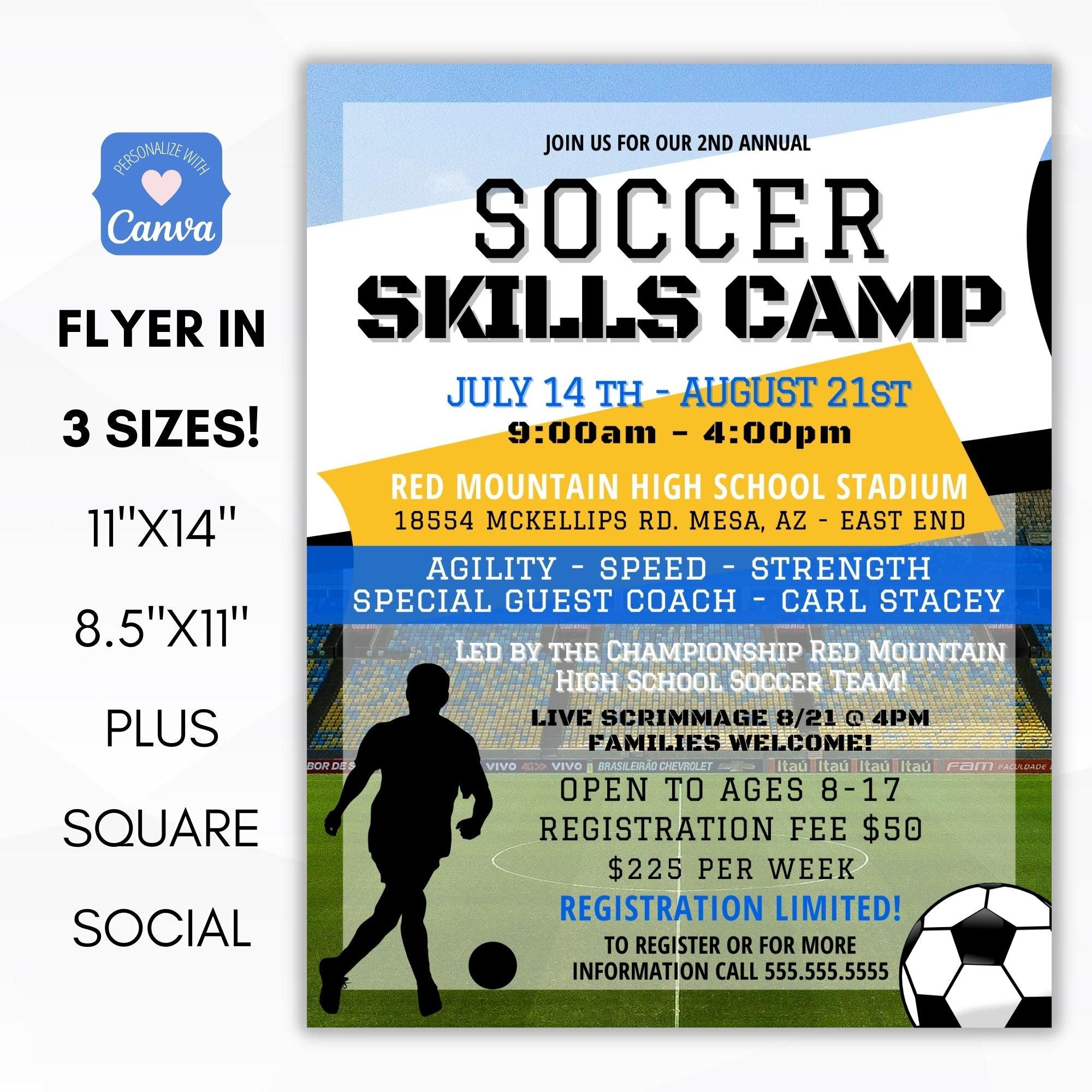 Soccer Skills Camp Flyers Set Simple Desert Designs