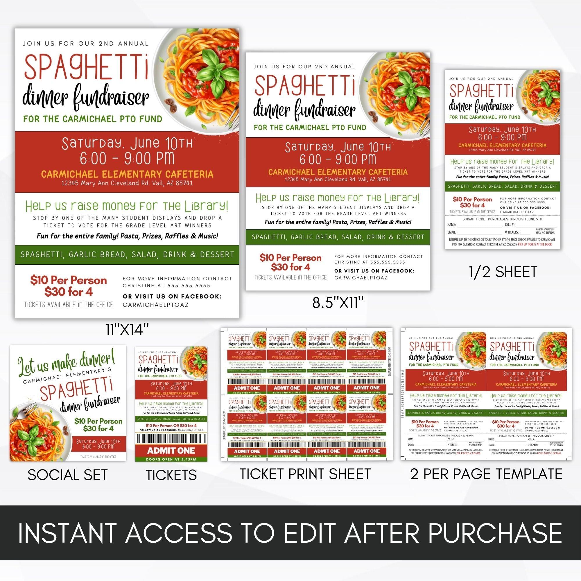 pasta fundraiser flyers