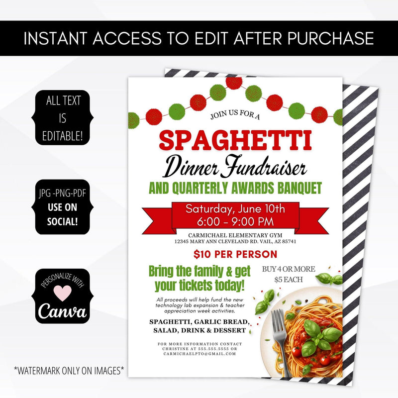 pasta fundraiser invitation