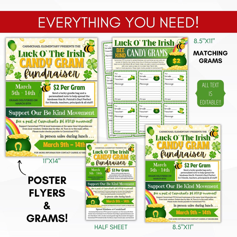 Editable candy grams fundraiser ideas spring