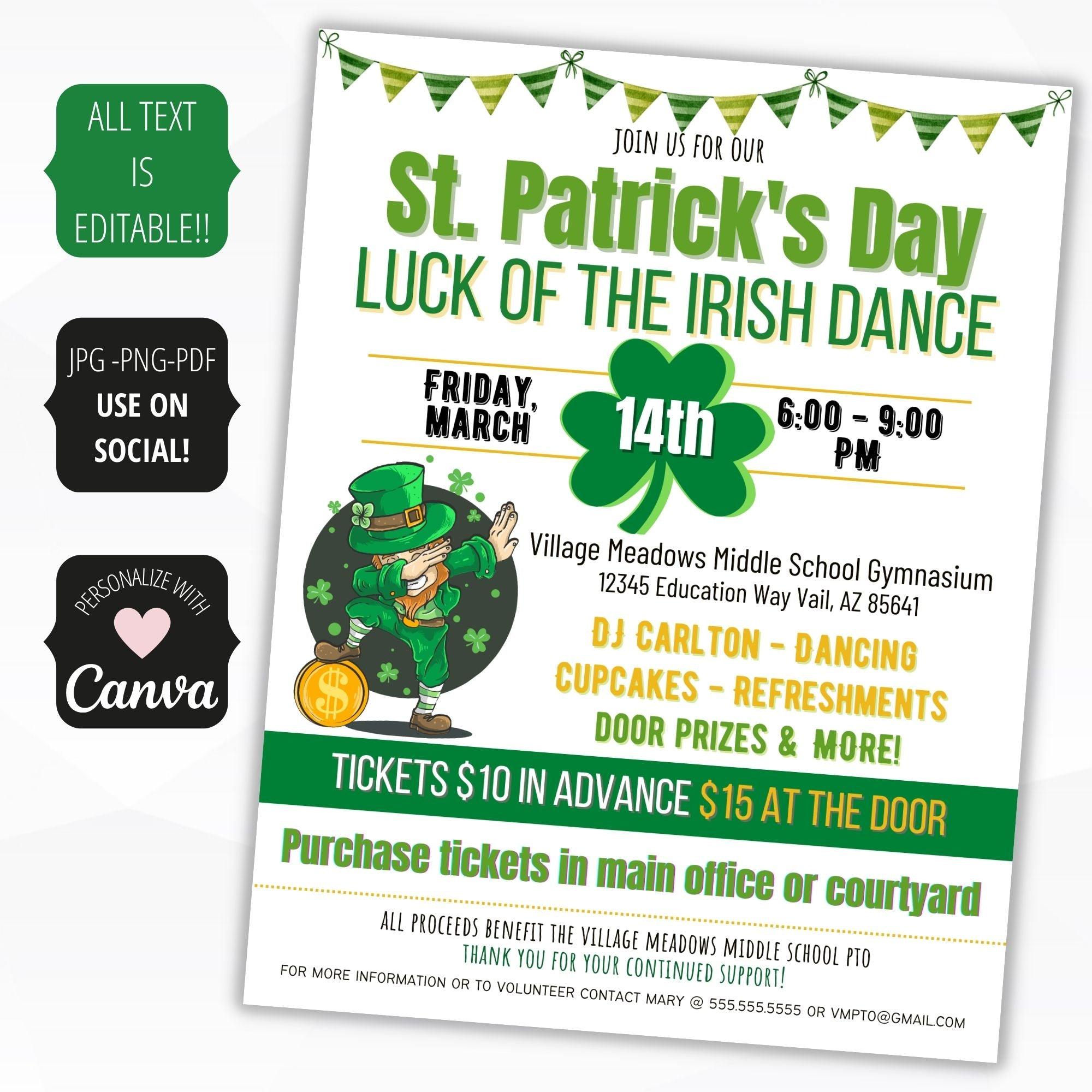 st pattys day dance flyer template