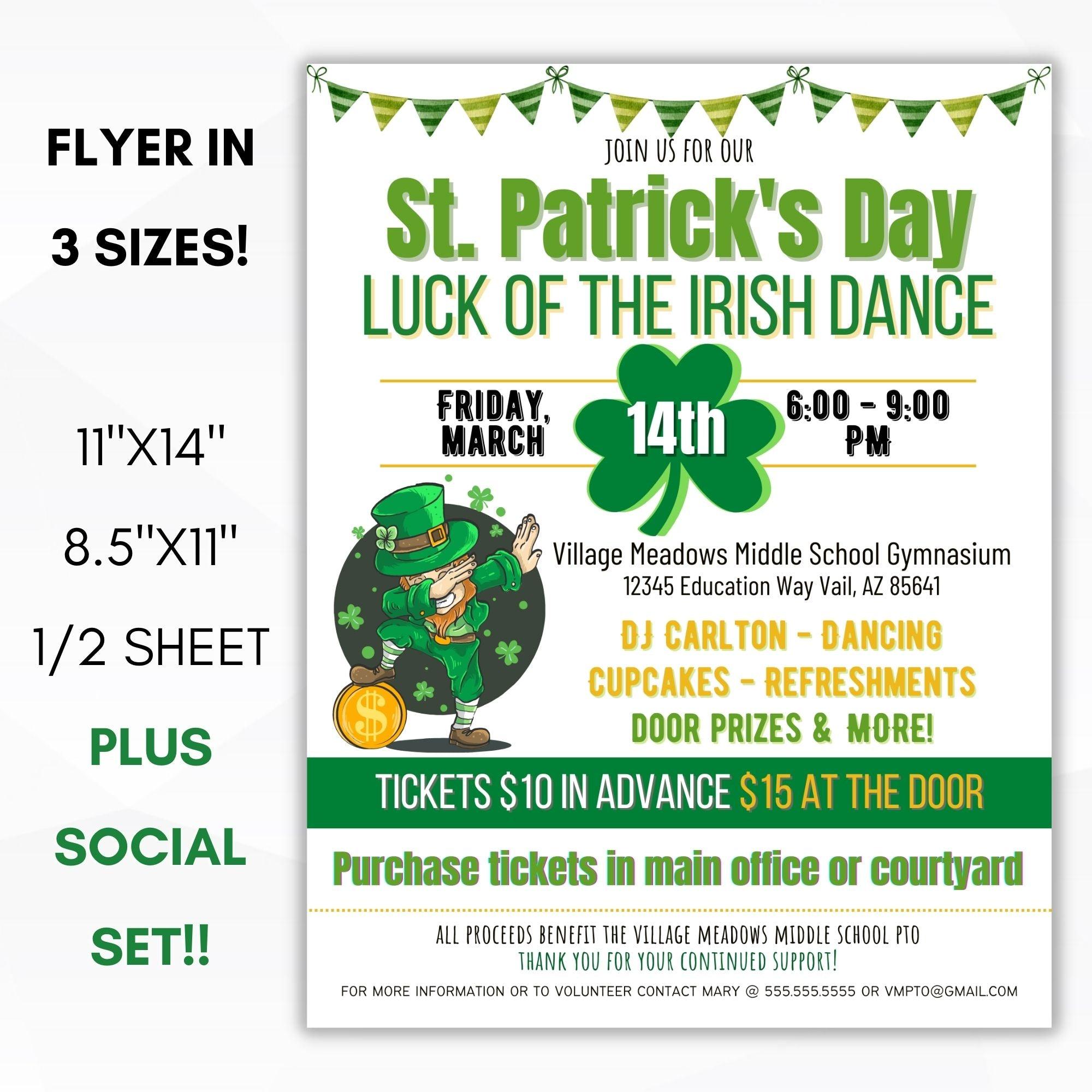 st patrick's day charity event flyer editable template