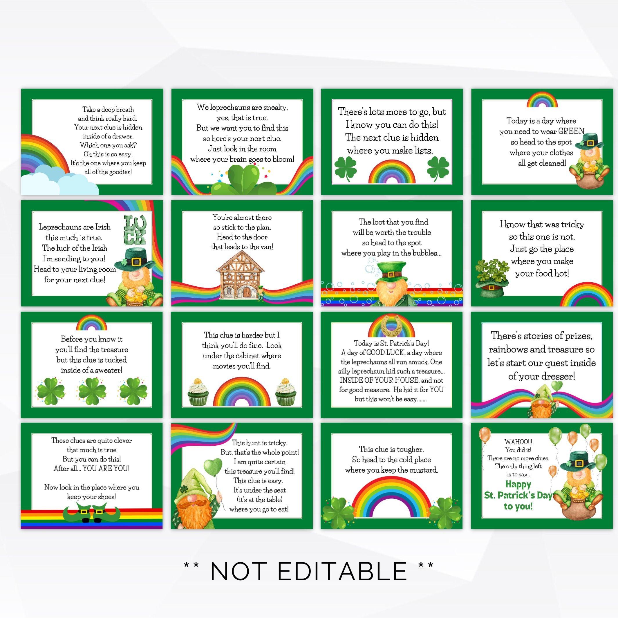 st patrick's day scavenger hunt cards