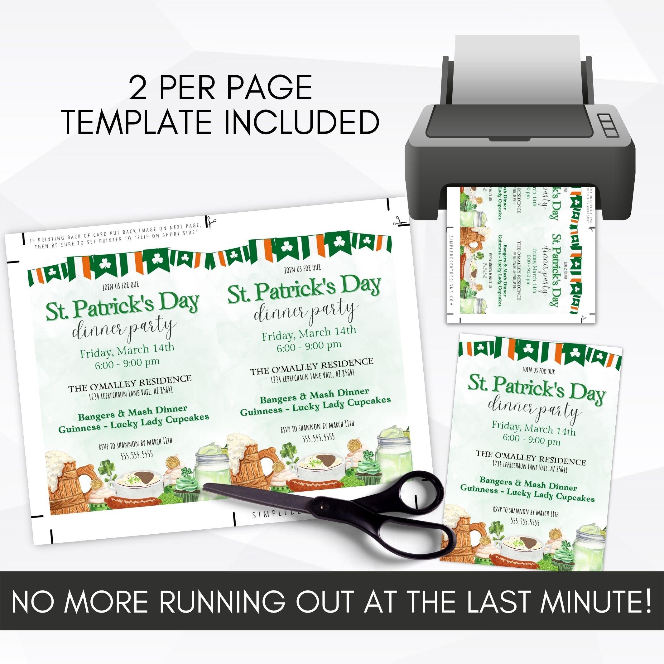 st pattys day dinner party invitation