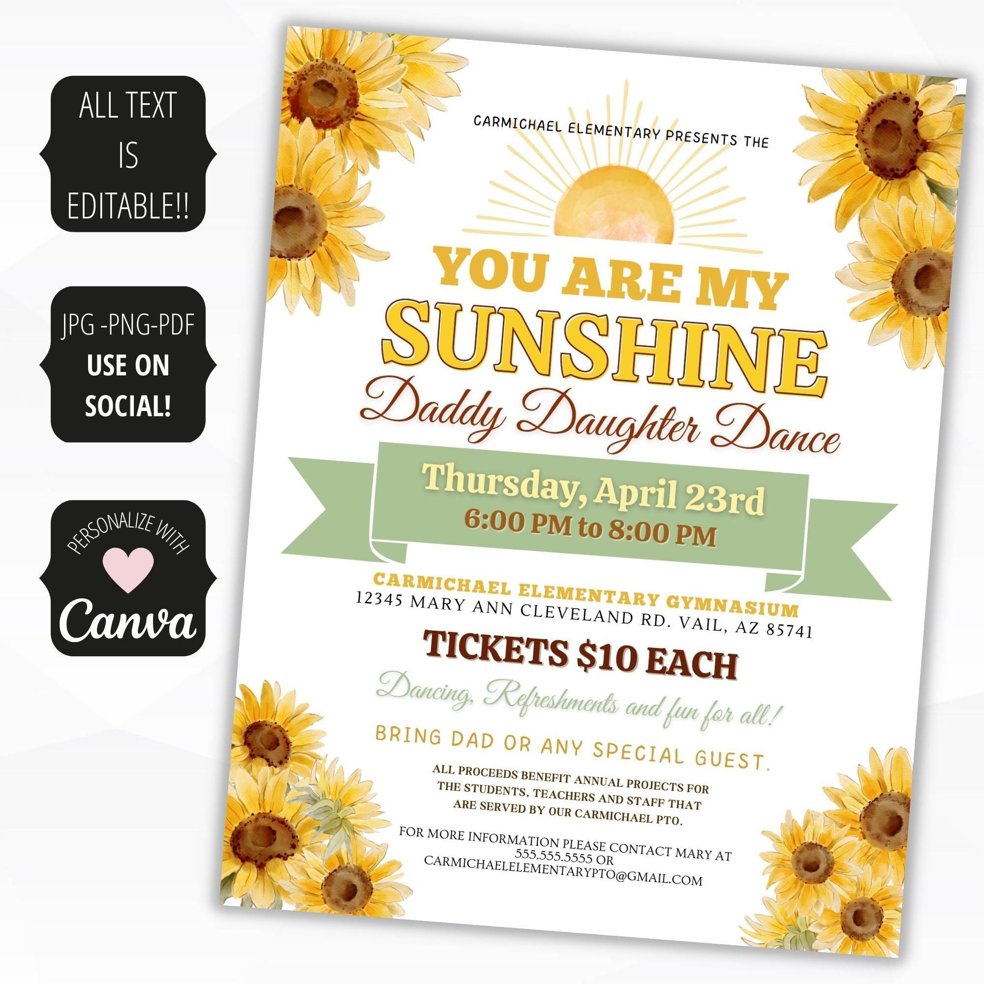 sunflower father daughter dance flyer