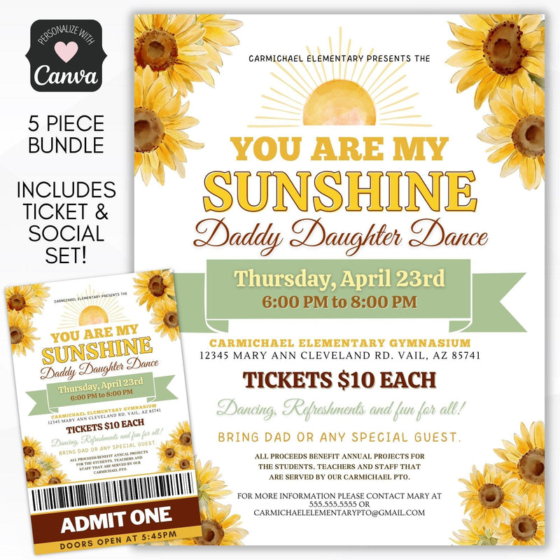 Sunflower daddy daughter dance flyer