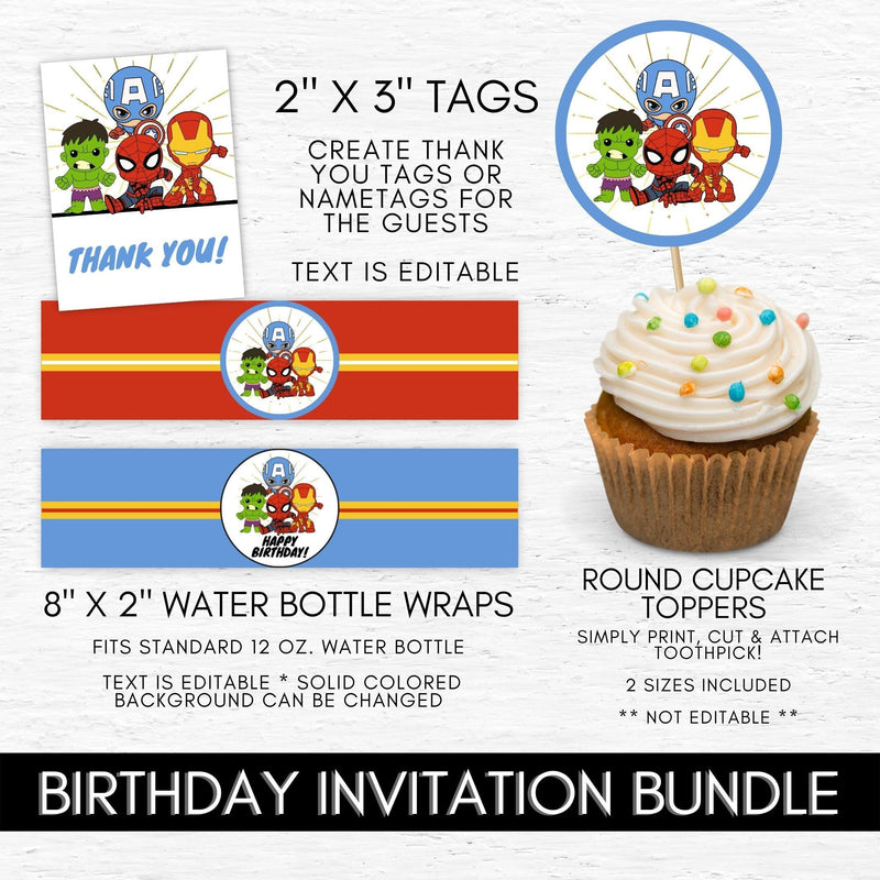 avengers birthday supply printable set