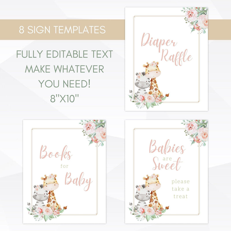 safari baby shower signs
