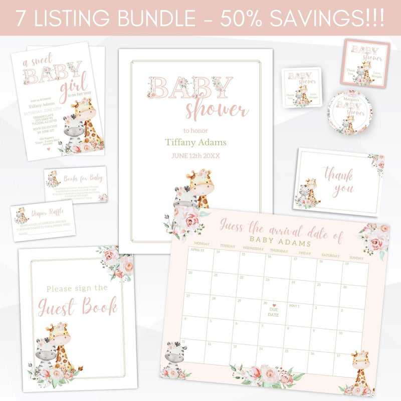 safari baby shower invitation suite