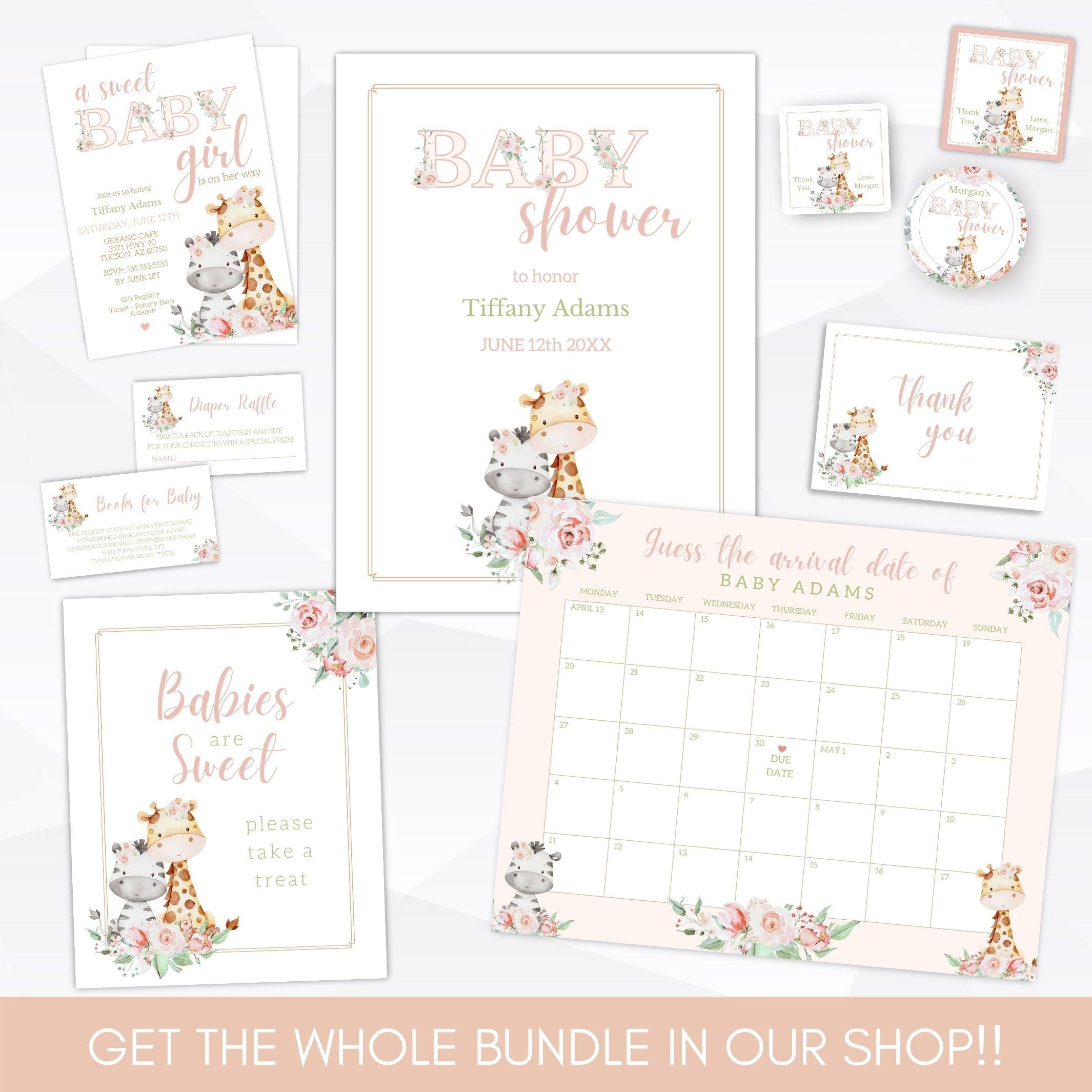 wild animals baby shower invitation set