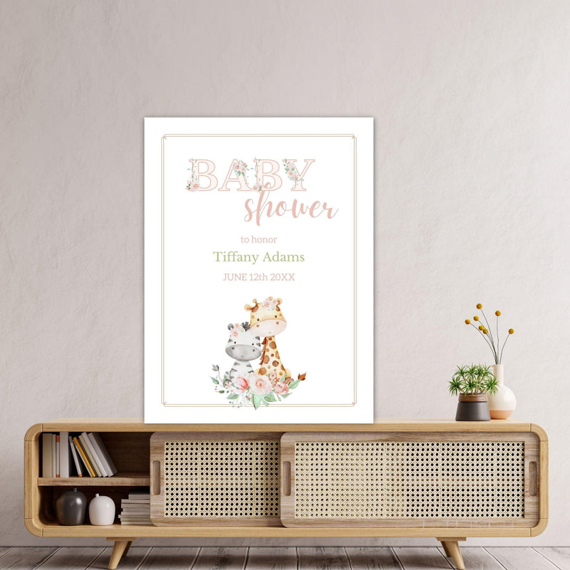 jungle baby shower poster for girl