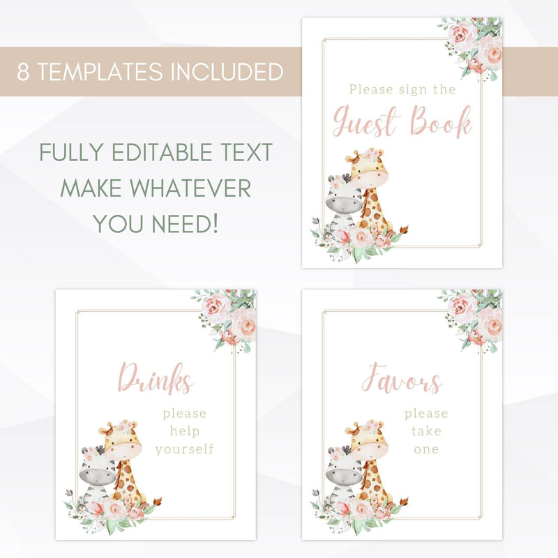 jungle baby shower poster for girl