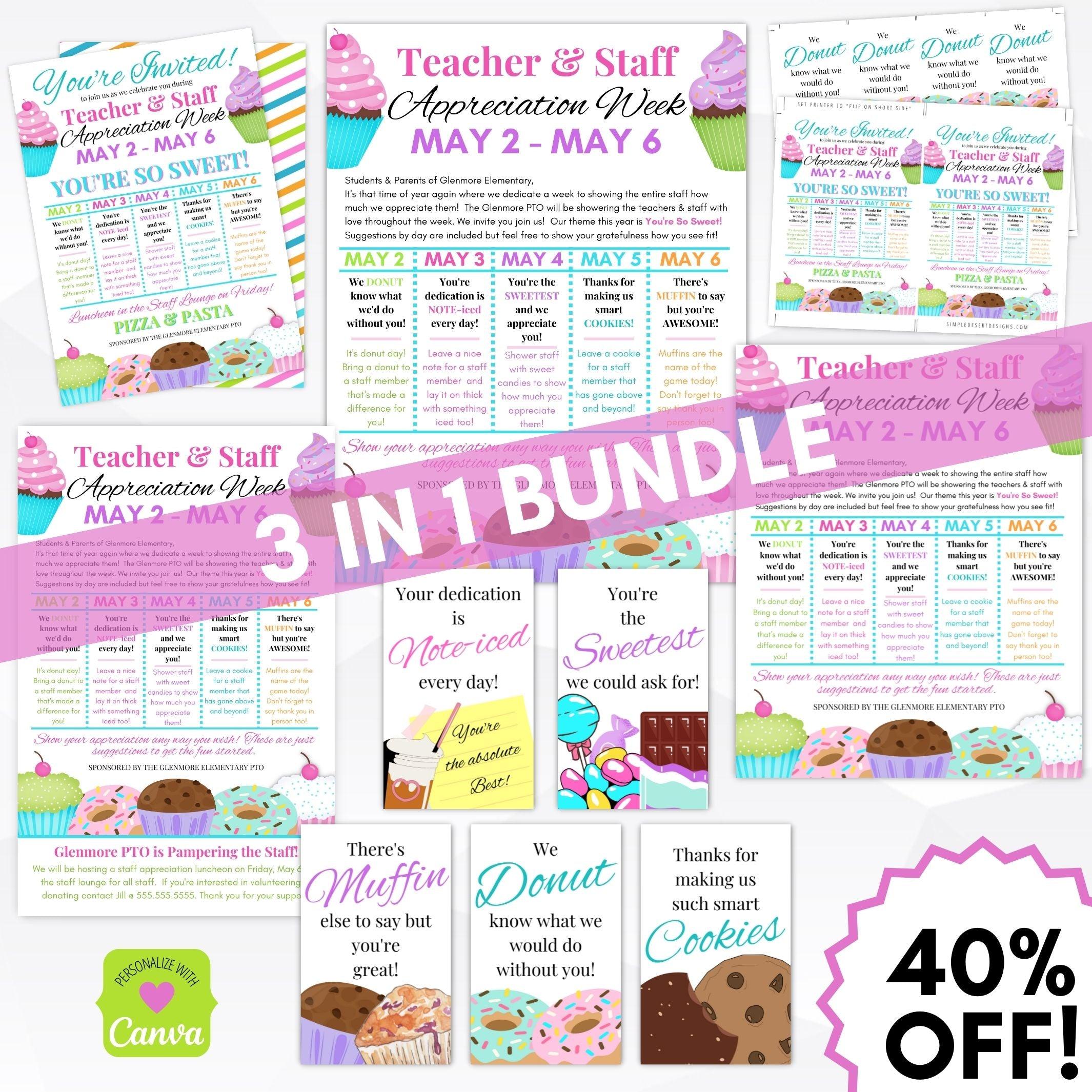 teacher appreciation week invitation sign poster flyer tag set