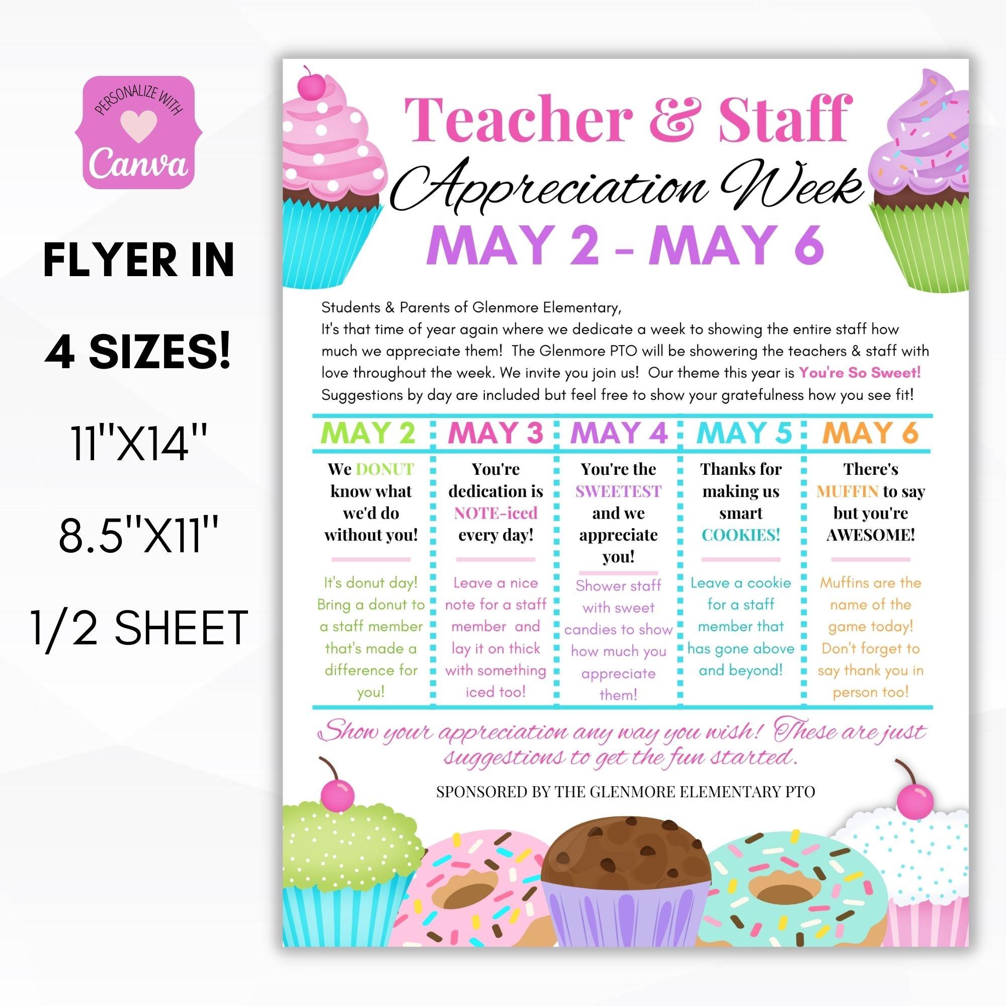editable teacher appreciation week flyer sign set
