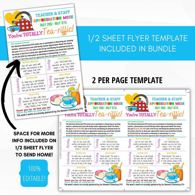 school pto pta ptc appreciation week take home flyer template