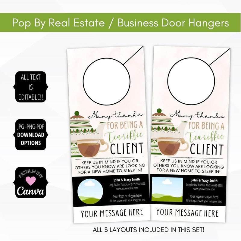 Tea theme pop by door hanger tags