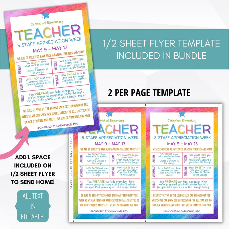 half sheet take home flyer employee staff nurse teacher appreciation week event