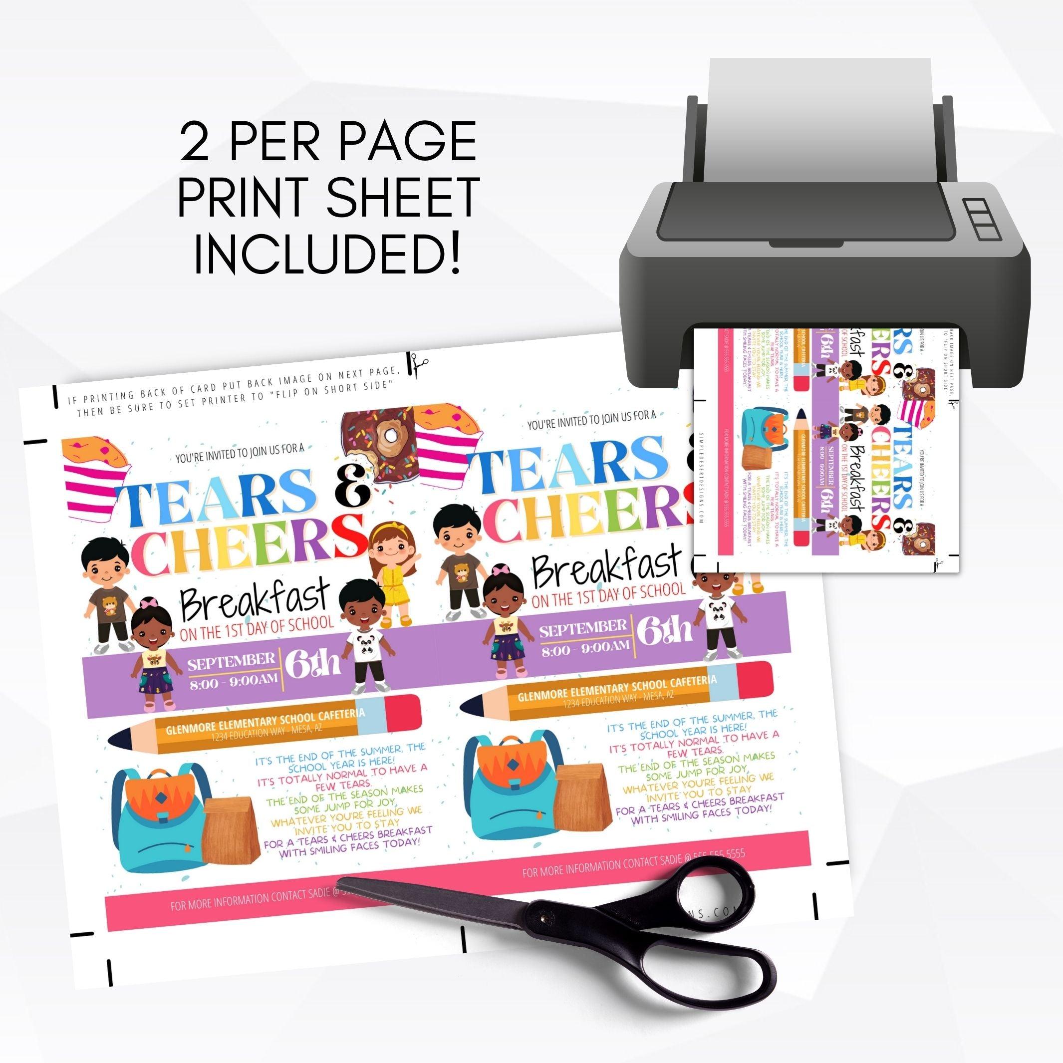 school pto pta ptc 1st day of school tears and cheers invitation editable template digital download