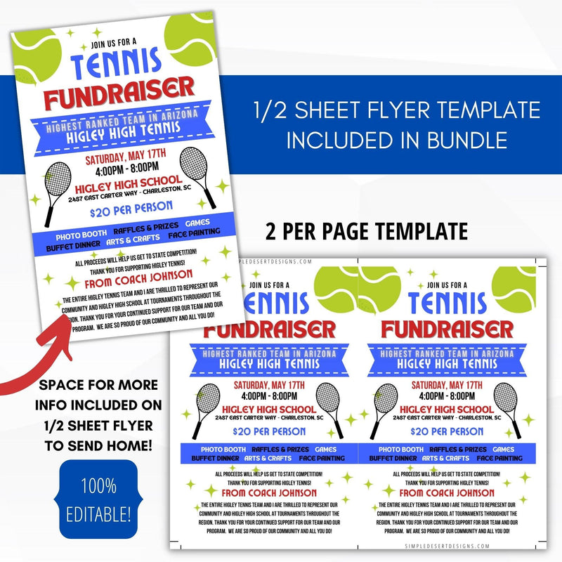 tennis athletic booster club, school, club fundraiser event banquet