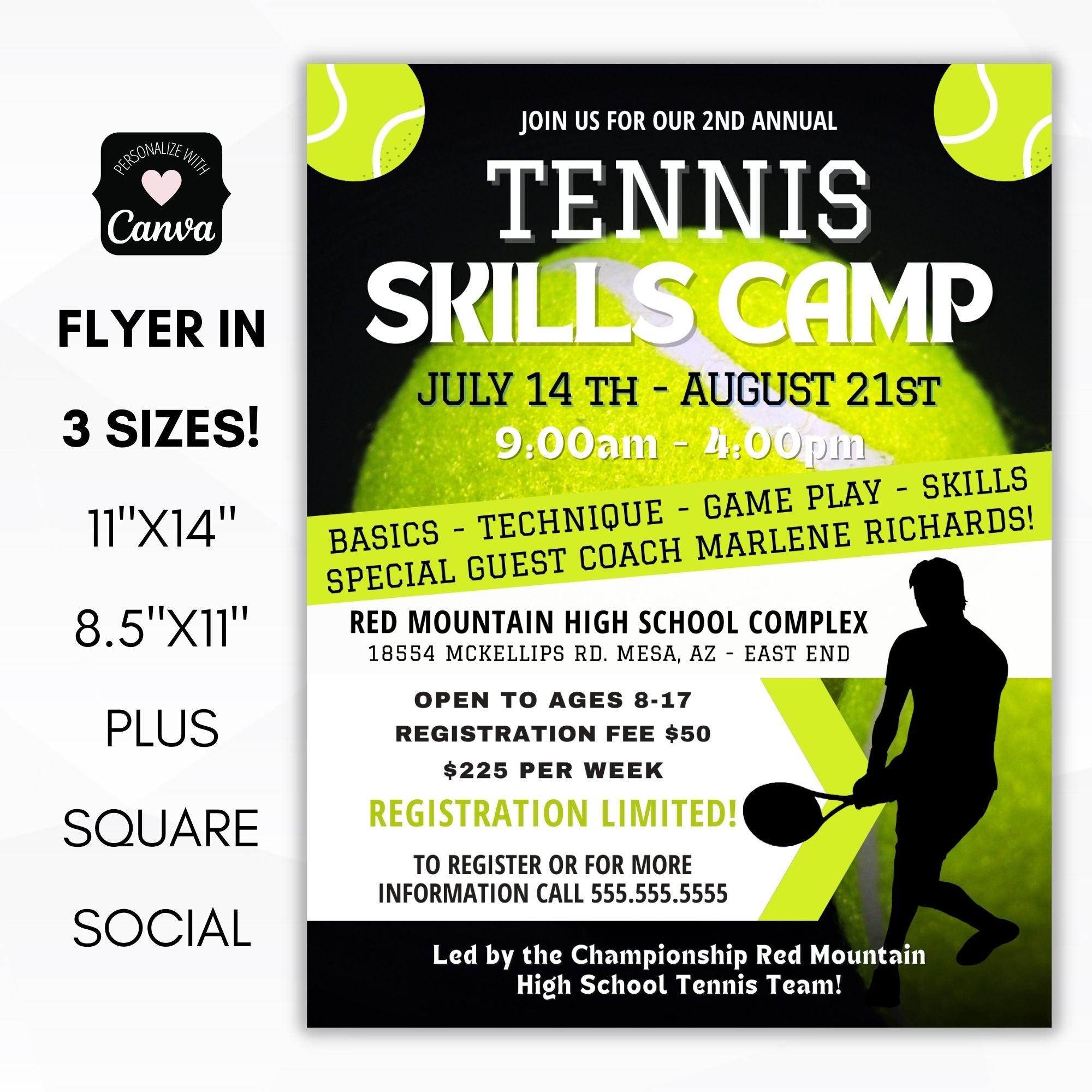 youth high school tennis team club fundraising idea summer skills camp for community center school or neighborhood