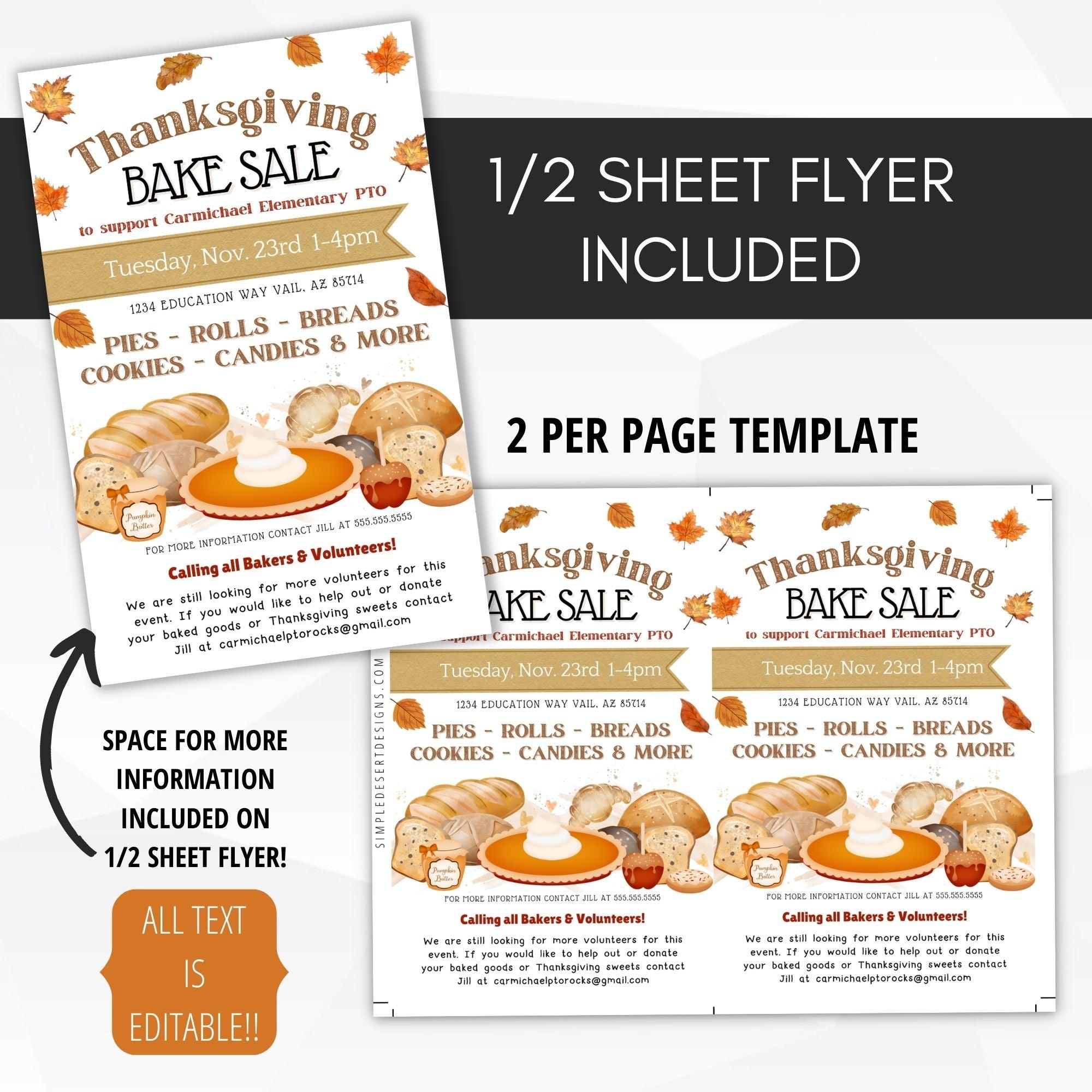 thanksgiving pie bake sale fundraiser invitation