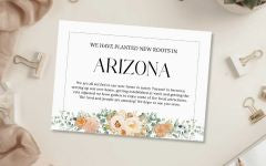 elegant and minimal floral botanical collection new address card with we've moved to Arizona on neutral styled workspace.