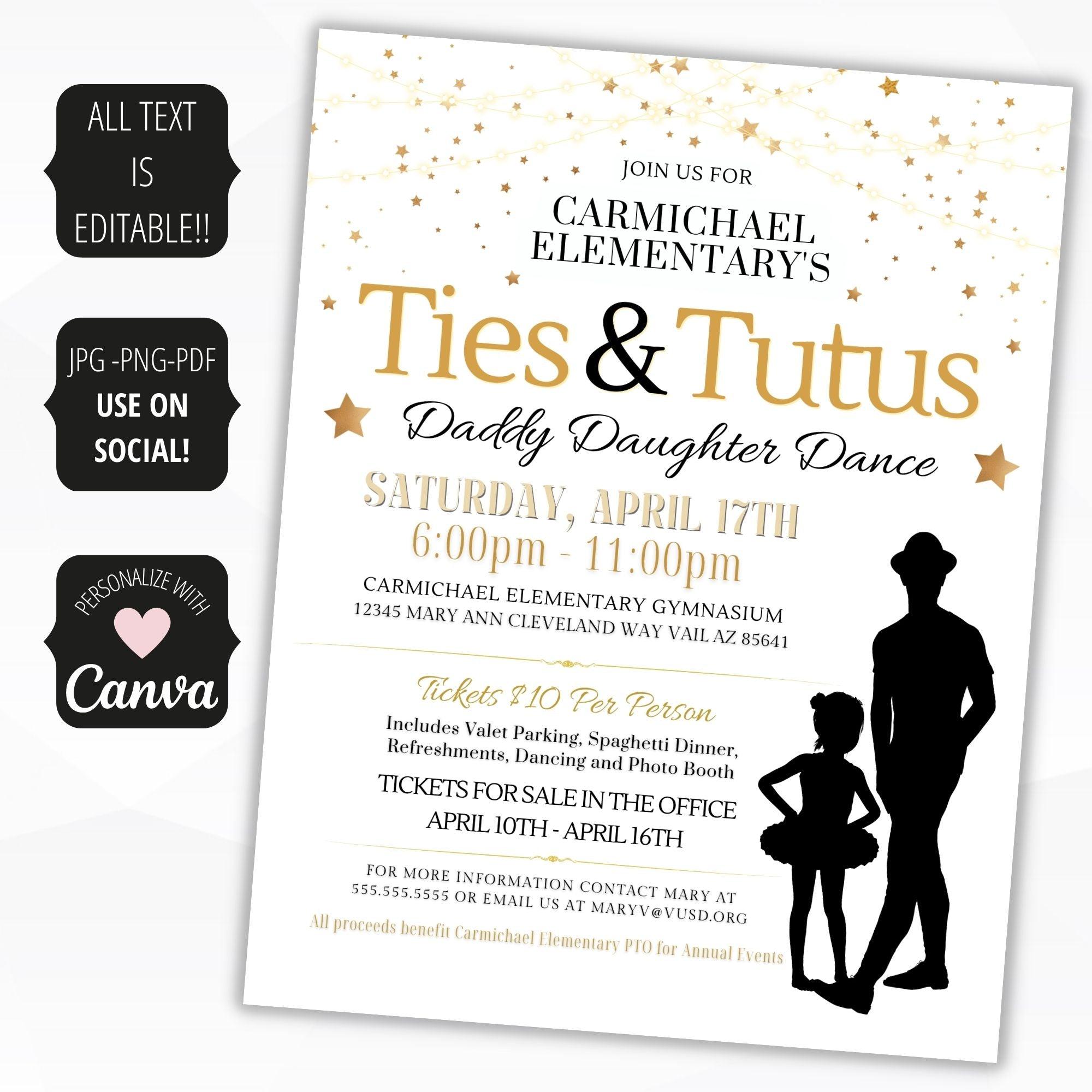 daddy daughter dance theme flyers