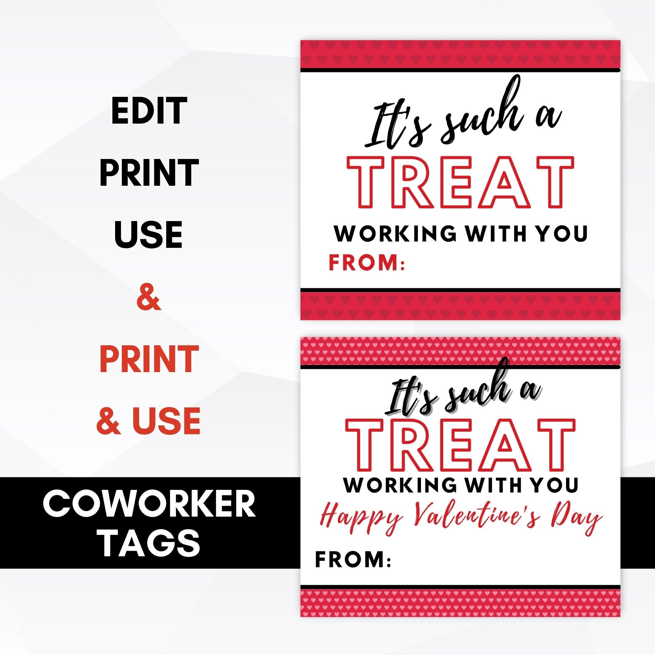 Printable Valentines, Editable Valentines, Coworker Gift