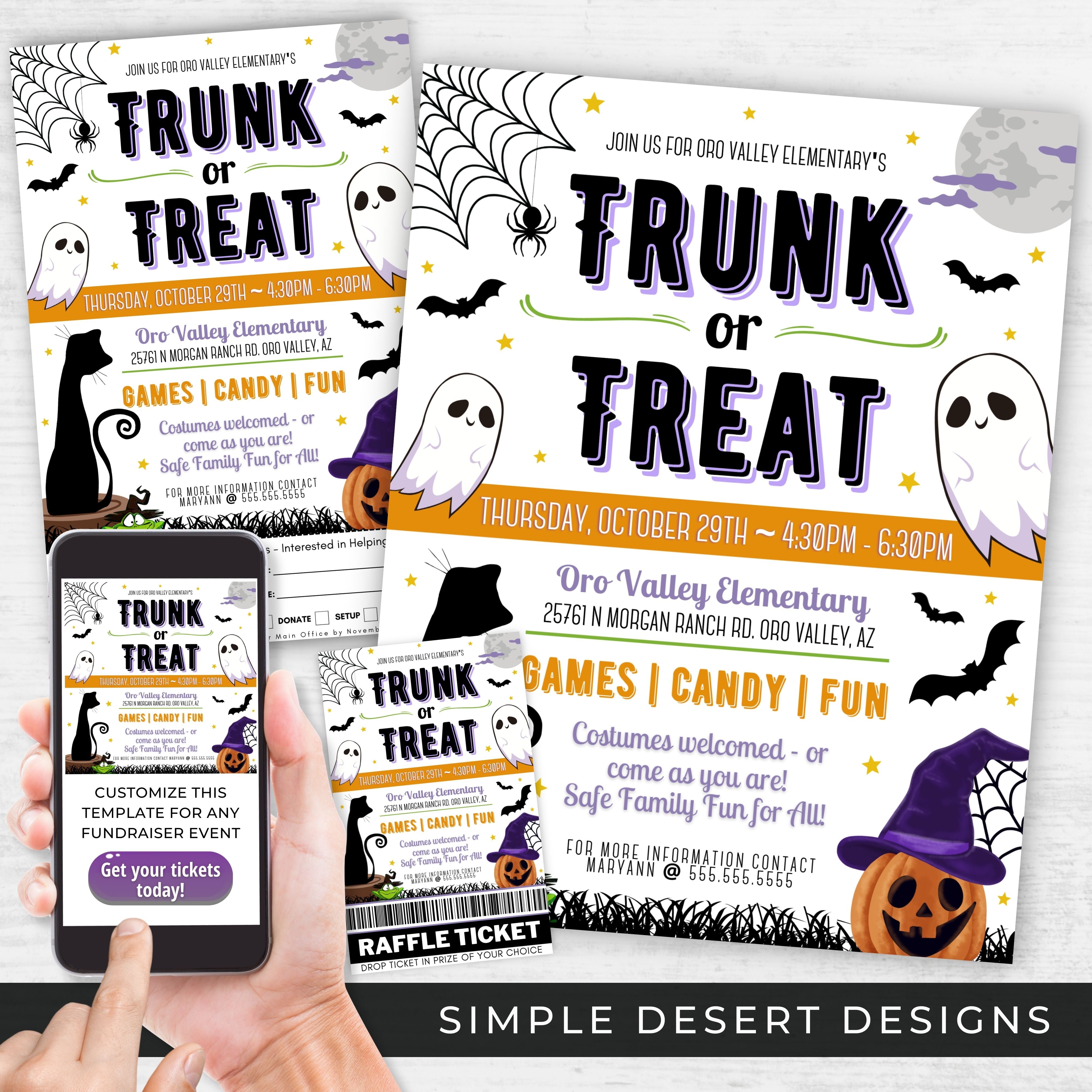 Trunk or Treat Flyer and Ticket Bundle Simple Desert Designs