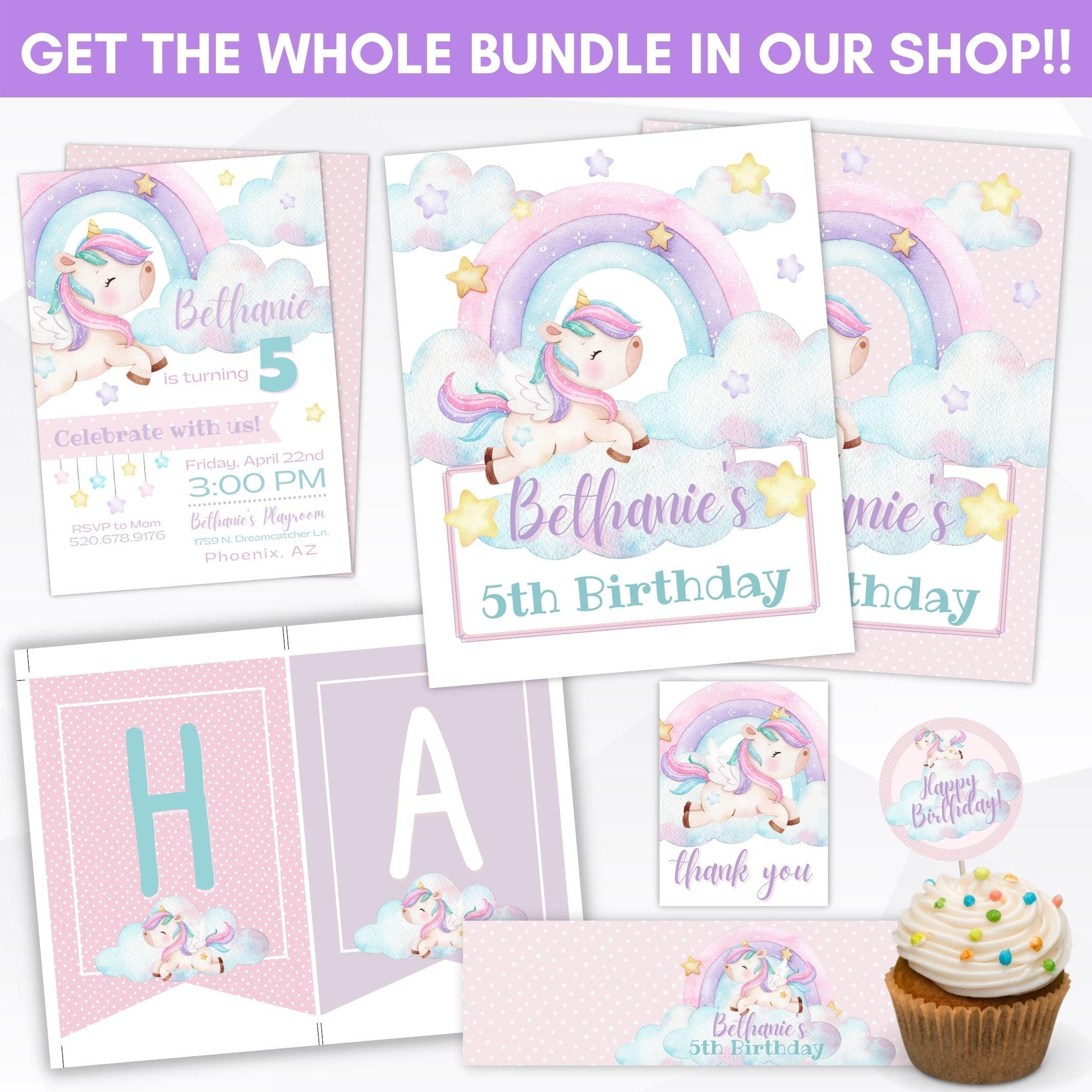 rainbow unicorn themed birthday party supplies