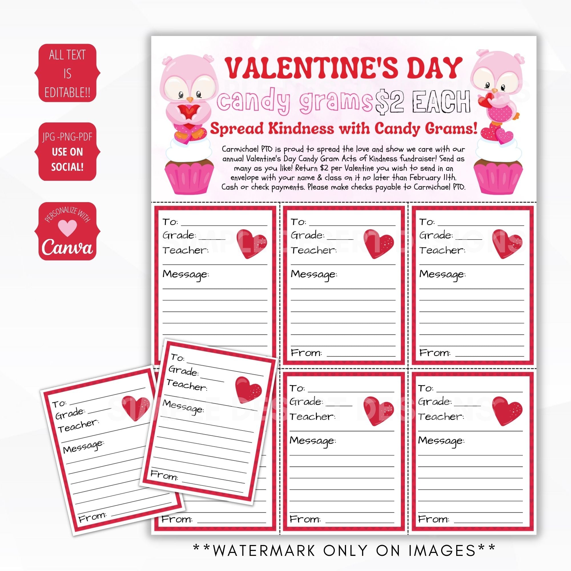 candy gram fundraiser sheet valentines