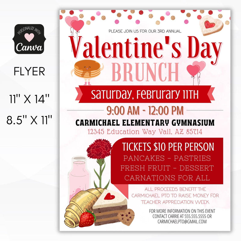 valentines brunch flyer invitation