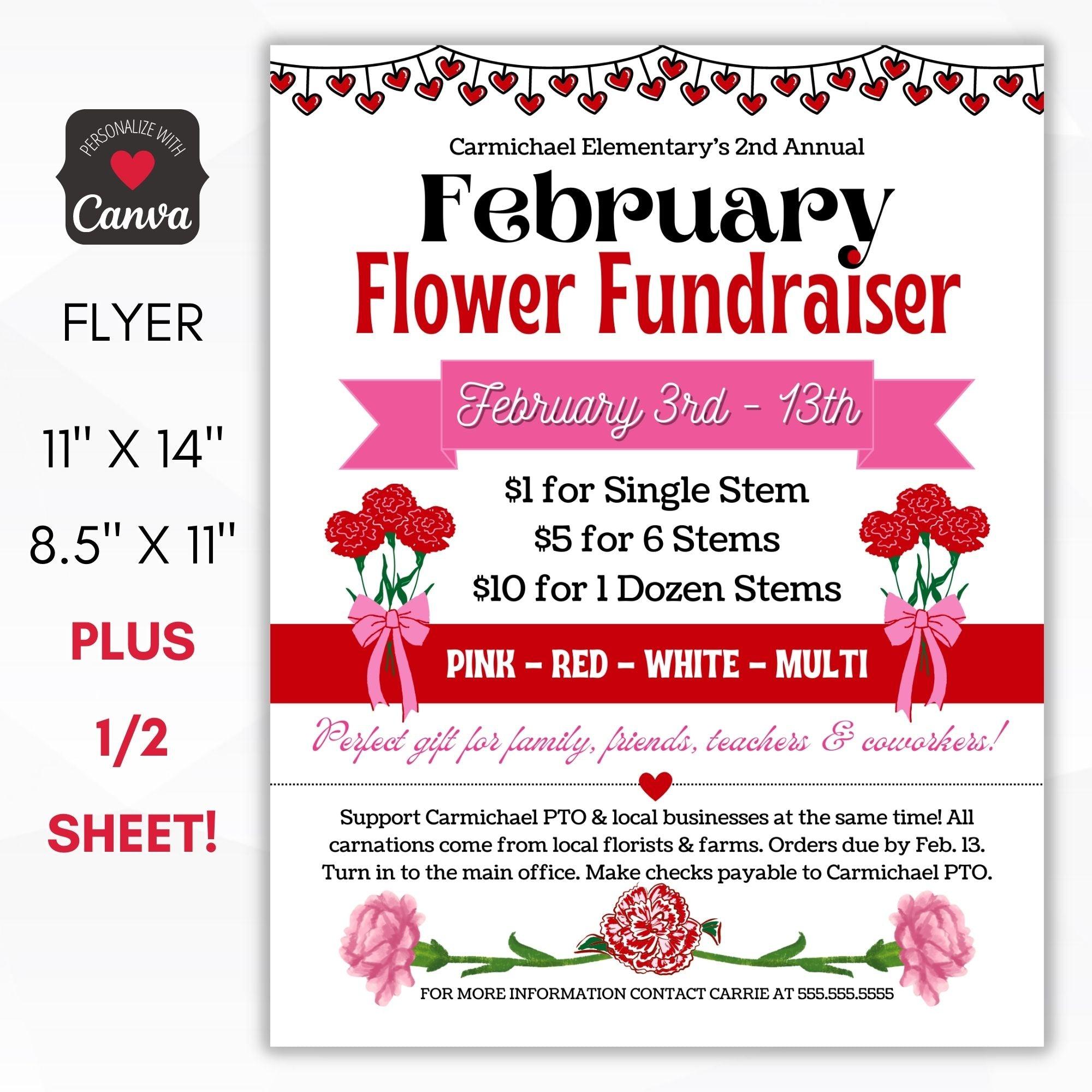 valentines flower fundraiser flyer
