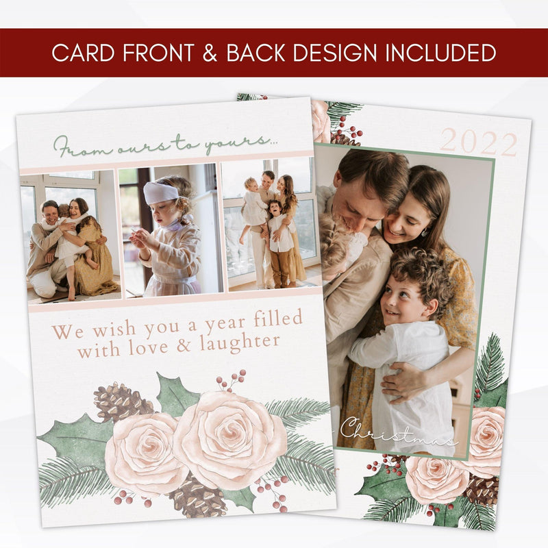 vintage pink merry christmas card