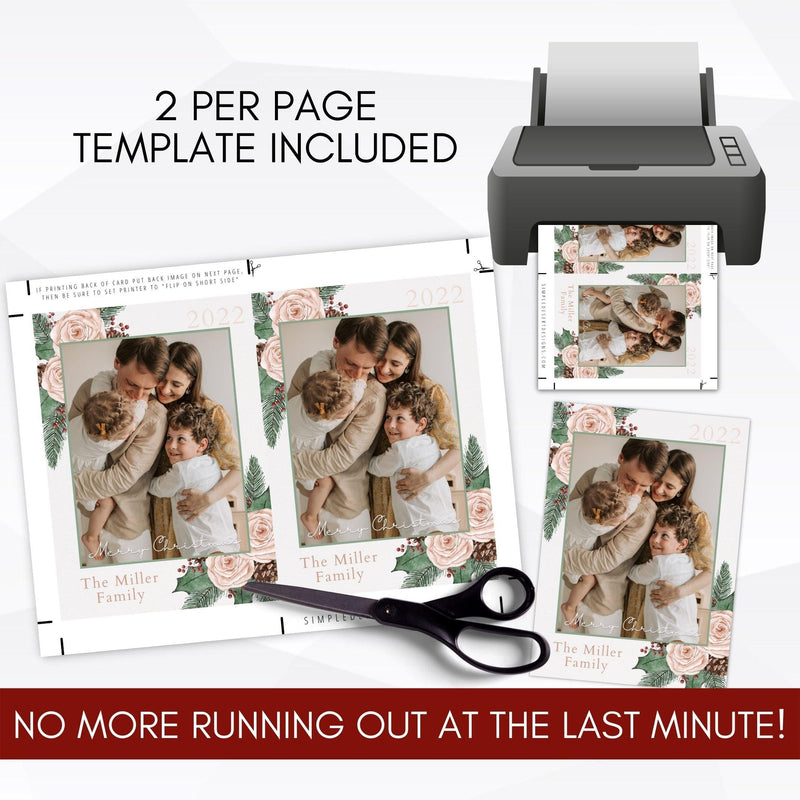 nostalgic pink christmas card floral