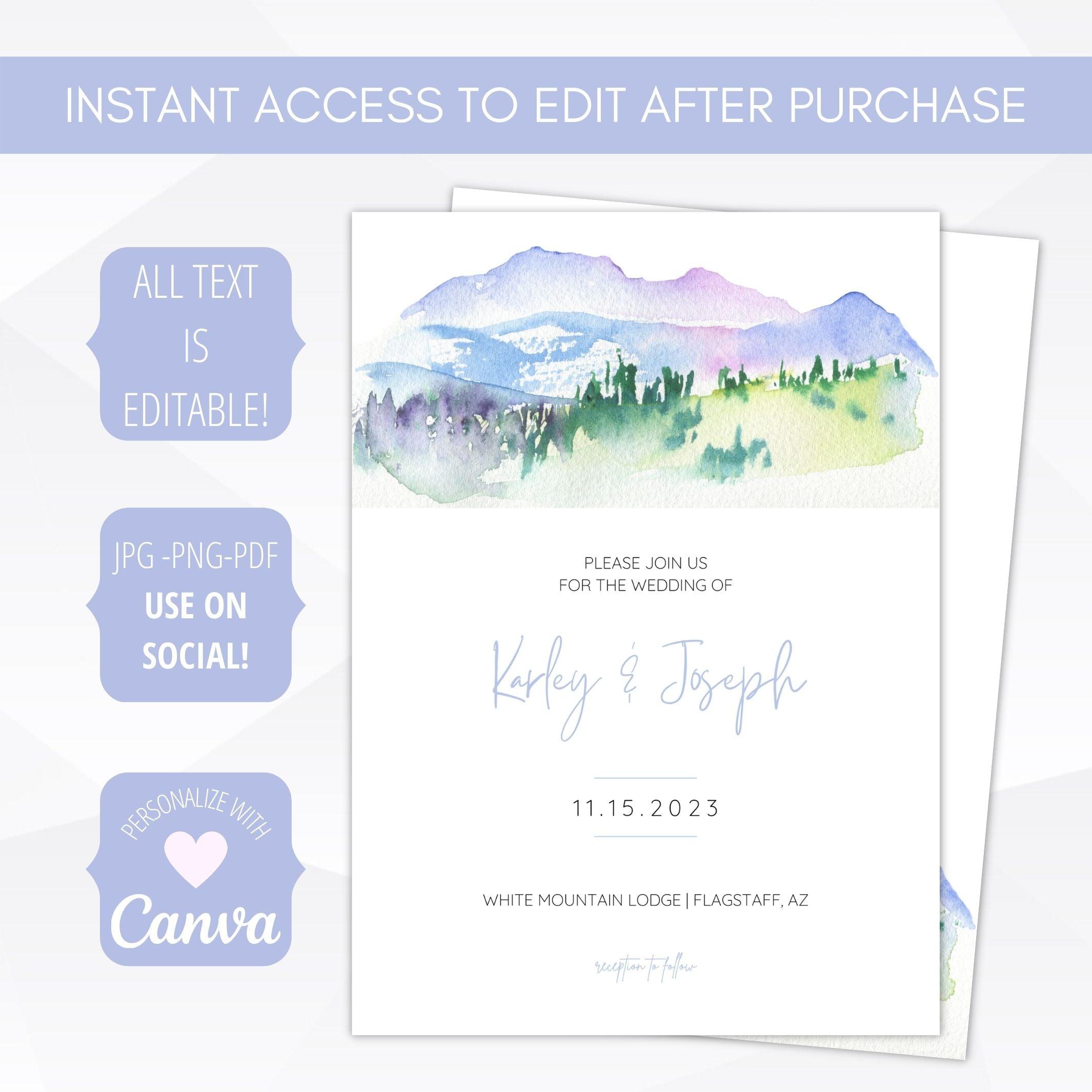 smokey mountains wedding invitation template