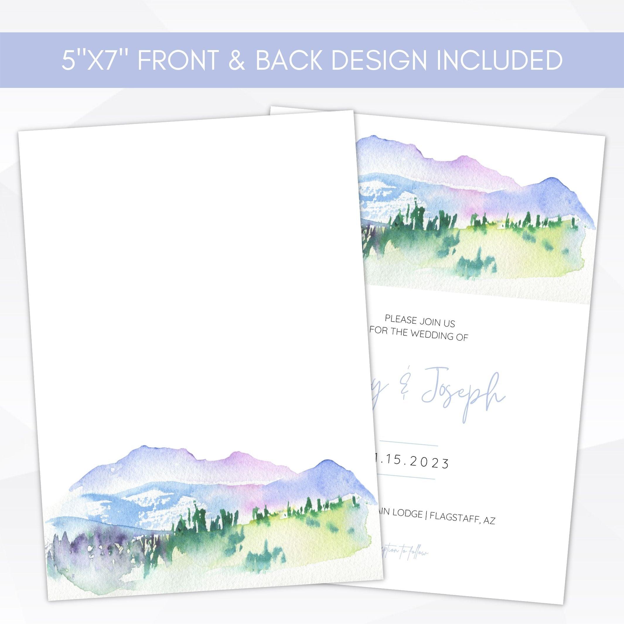 white mountains wedding invite template