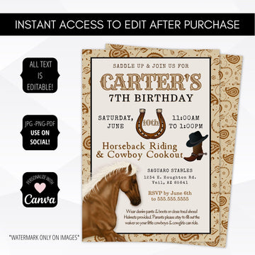 horseback riding party invitation