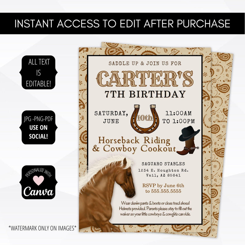 horseback riding party invitation