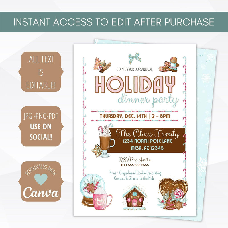 editable christmas dinner party invitation