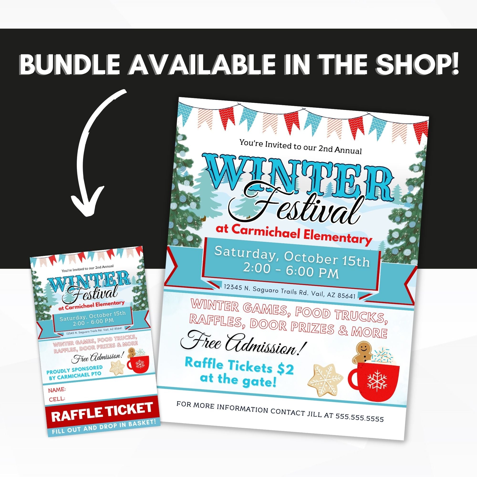 winter festival flyer and ticket templates