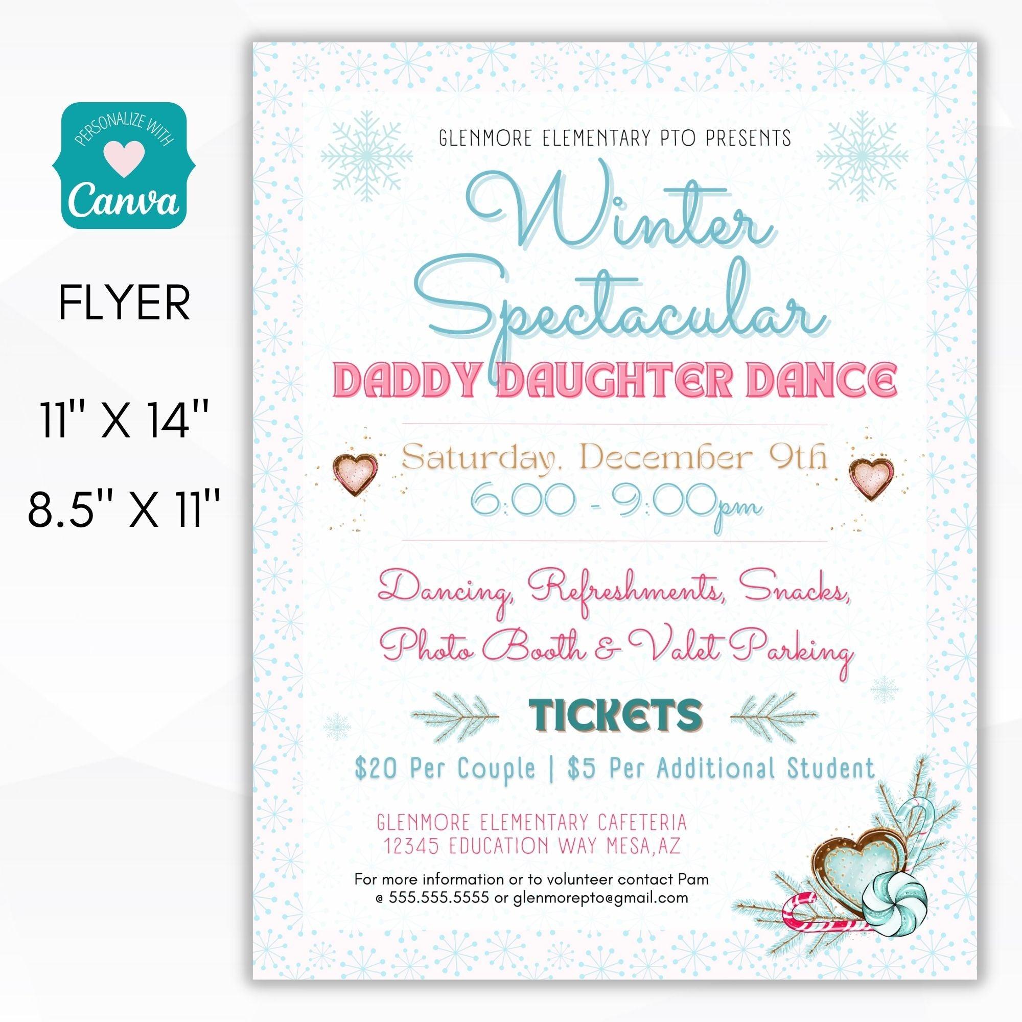 editable daddy dance winter christmas flyer