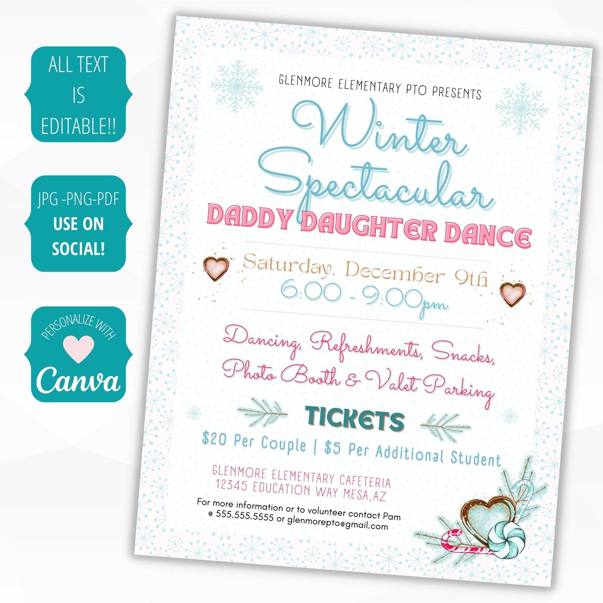winter wonderland school dance flyer editable